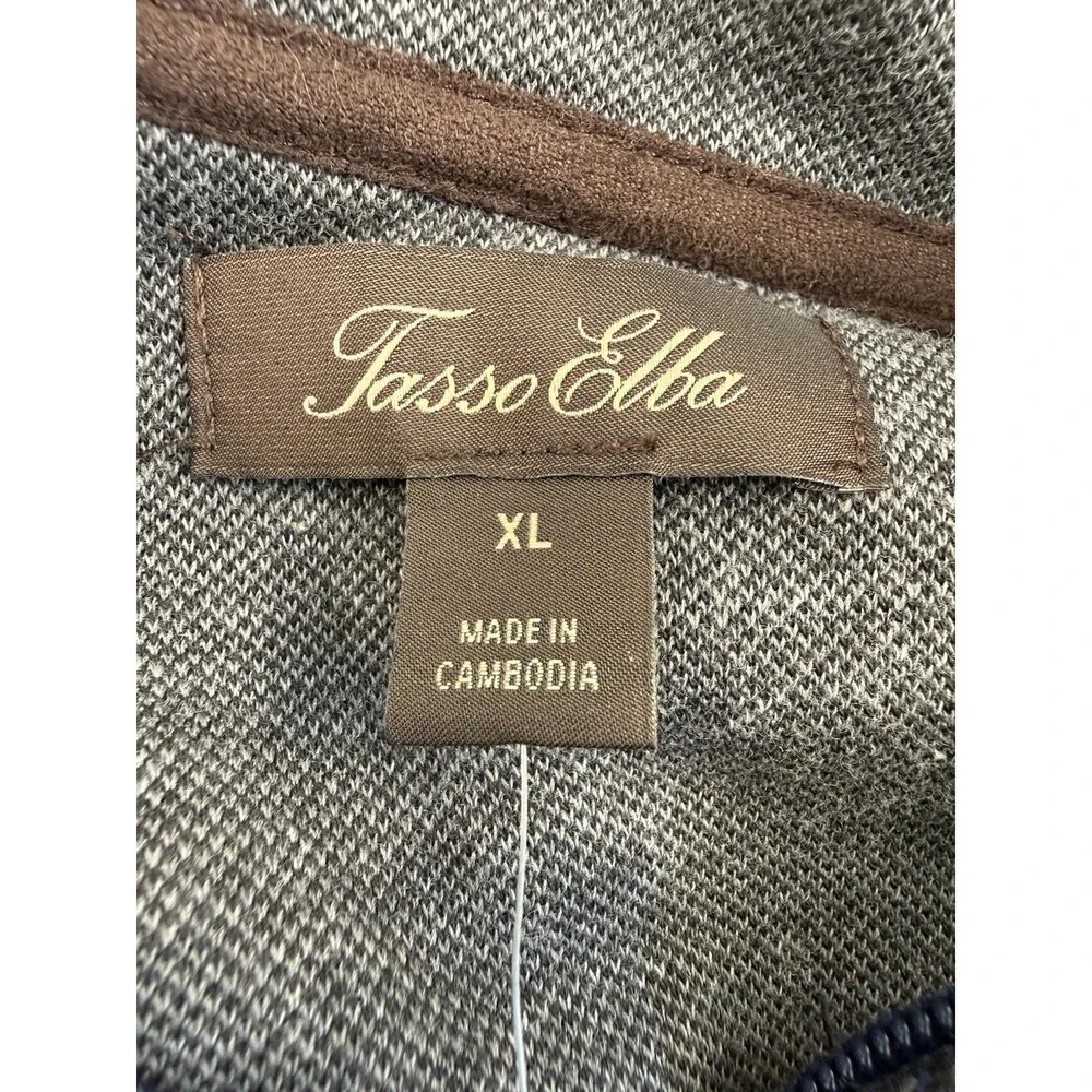 Tasso Elba XL 1/4 Zip Pullover Sweater Navy Textured Knit Cotton Blend‎ Mens